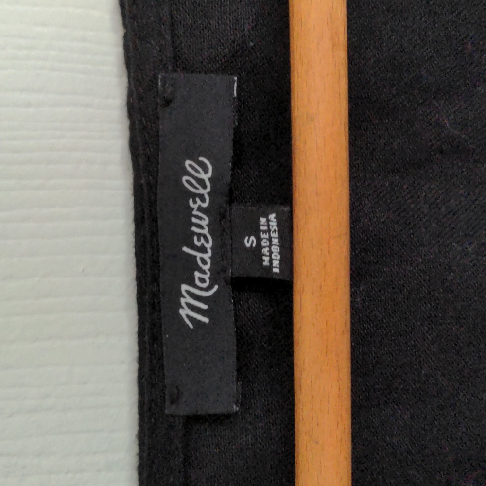 Madewell Cotton Linen Sleeveless Black Dress with Side Buttons - Picture 3 of 6